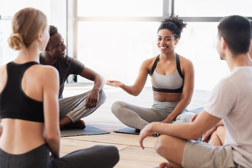 Group of people at yoga class